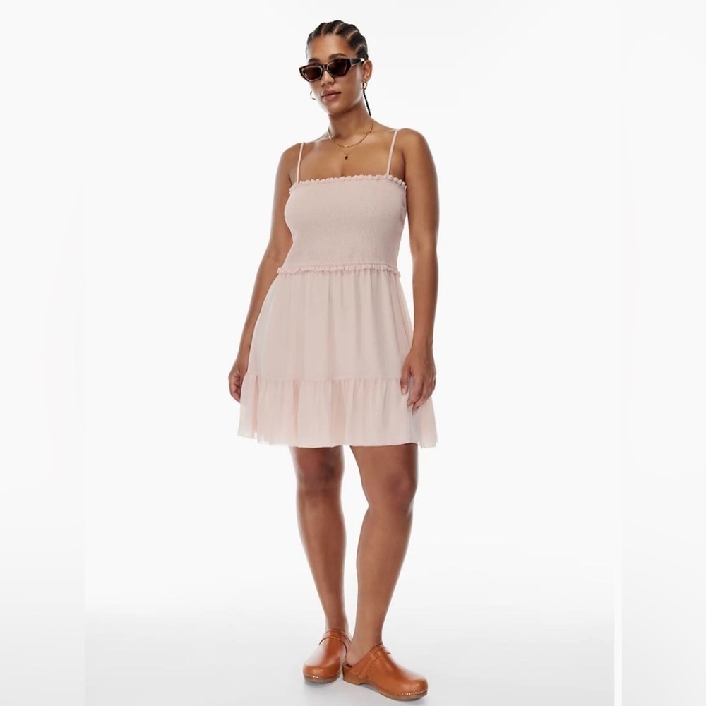 Aritzia Wilfred Tempest Sleeveless Mini Dress in Coral Blush